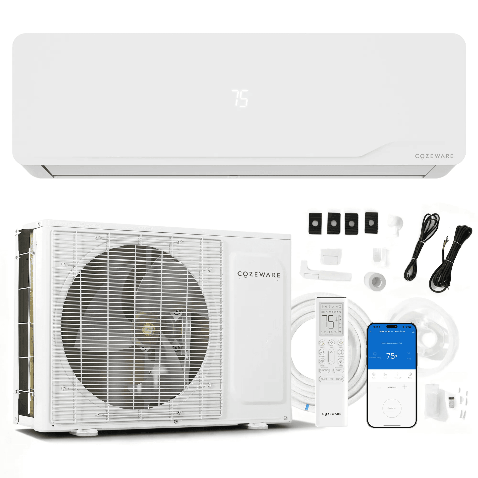 COZEWARE 12000 BTU Mini Split with WiFi, 20 SEER2 Air Conditioner with R32 Refrigerant, Quiet Operation, Smart Voice for Living Room/Bedroom